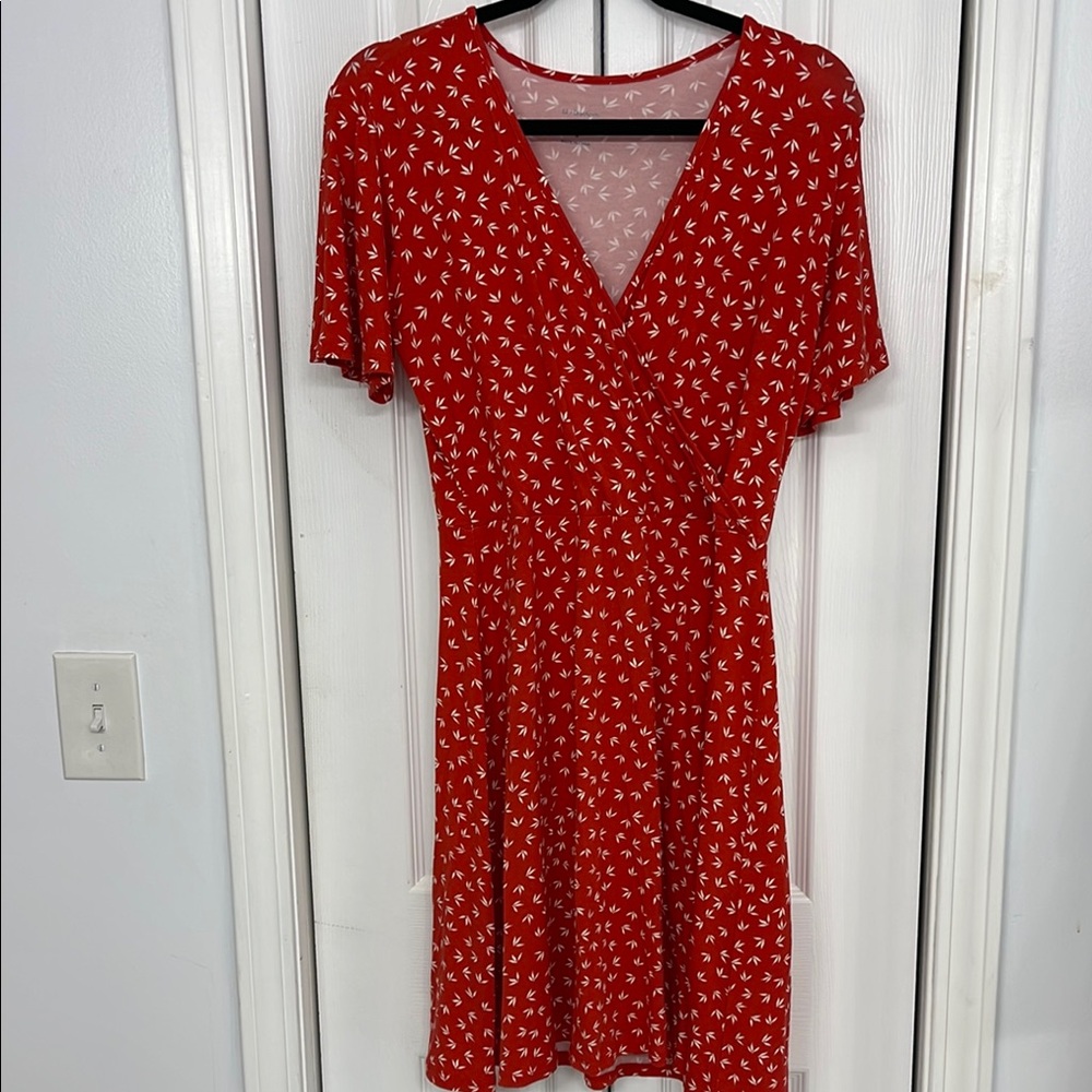 Red Floral Wrap Dress